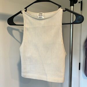 Women’s Cotton On white ribbed crop top.